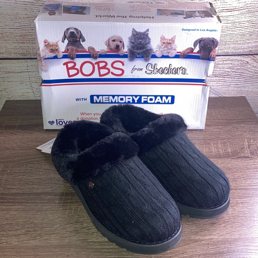 NWT Women’s Bobs Sketchers Keepsakes Ice Angel Slip Ons Size 5 Black